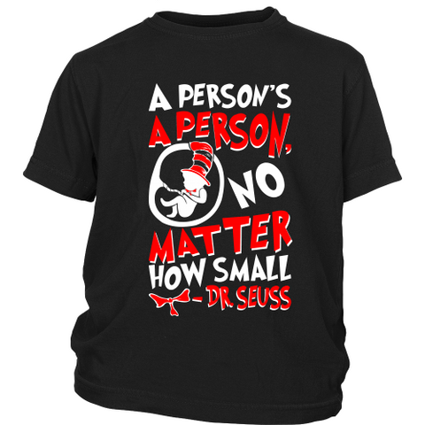 A Person's A Person, No Matter How Small Youth Pro Life T-Shirt (Red/White) (Multiple Colors)