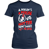 A Person's A Person, No Matter How Small Pro-Life T-Shirt (Womens) (Red/White Letters) - Paraclete Tees
 - 5