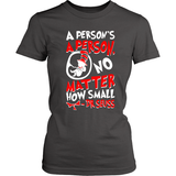 A Person's A Person, No Matter How Small Pro-Life T-Shirt (Womens) (Red/White Letters) - Paraclete Tees
 - 3