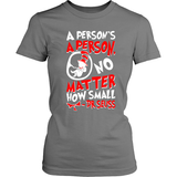 A Person's A Person, No Matter How Small Pro-Life T-Shirt (Womens) (Red/White Letters) - Paraclete Tees
 - 4