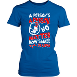 A Person's A Person, No Matter How Small Pro-Life T-Shirt (Womens) (Red/White Letters) - Paraclete Tees
 - 2