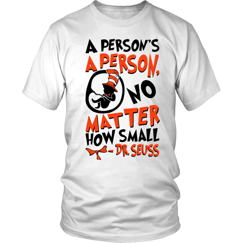 A Person's A Person, No Matter How Small Pro Life T-Shirt (Men/Unisex) (Multiple Colors) (Black/Orange Letters) - Paraclete Tees
 - 1